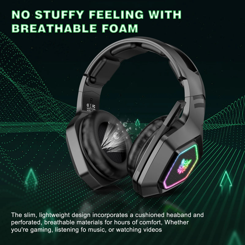 ONIKUMA B100 2.4Ghz Gaming Headset Noise Cancelling Wireless Headphone with Microphones RGB light Earphones for PS5, PS4, XBOX