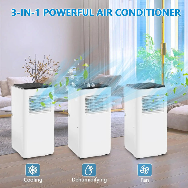 8000 BTU Portable Air Conditioner with Dehumidifier and Remote Control, AC for Apartment, Bedroom, Medium Rooms up to 350 Sq.Ft.