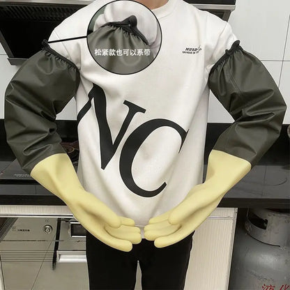 Super long oil proof thickening puncture-proof waterproof wear-resistant aquatic rubber gloves