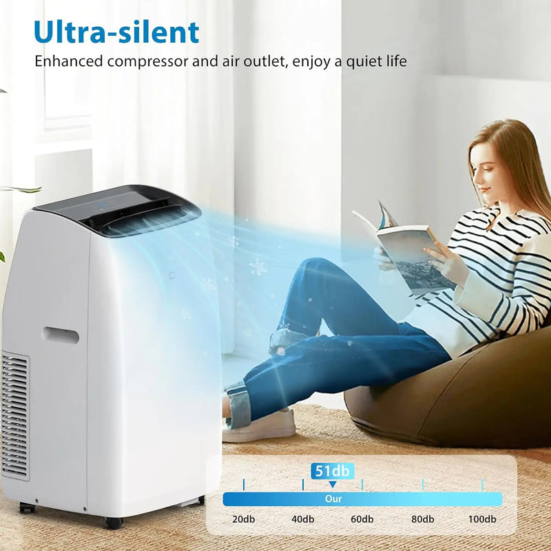 14000 BTU Portable Air Conditioner and Heater,Smart Inverter AC Units with Remote,Dehumidifier,Rooms Up to 750 Sq. Ft,42dB