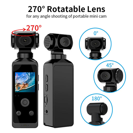 1080P 4K WiFi Full HD Camera 270 Rotatable Mini Camcorders Outdoor Sports DV With Waterproof Case Video Recorder Camcorder Cam