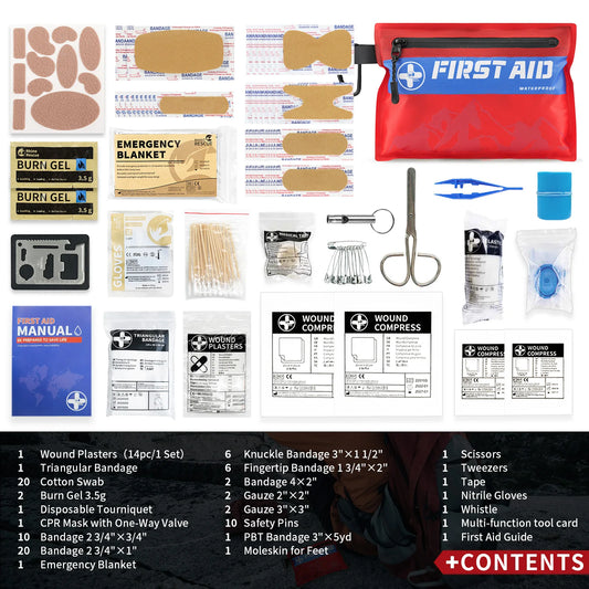 RHINO RESCUE Small First Aid Kit Ultralight Waterproof Medical Kit for Hiking, Backpacking, Cycling, Travel, Vehicles,