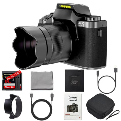 64MP Digital Camera 4K HD DSLR Camcorder Auto Focus 4.0 Inch Touch Screen Youtube Livestream Webcam For Entry-level Camera