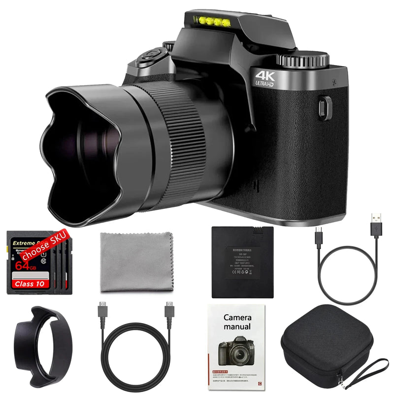 64MP Digital Camera 4K HD DSLR Camcorder Auto Focus 4.0 Inch Touch Screen Youtube Livestream Webcam For Entry-level Camera
