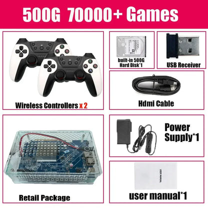 LZAKMR U9 Plug and Play Retro 3865U Game Console 500G HDD 70000+Games For Wii PS2 XBOX PSP GameCube N64 Wireless handle