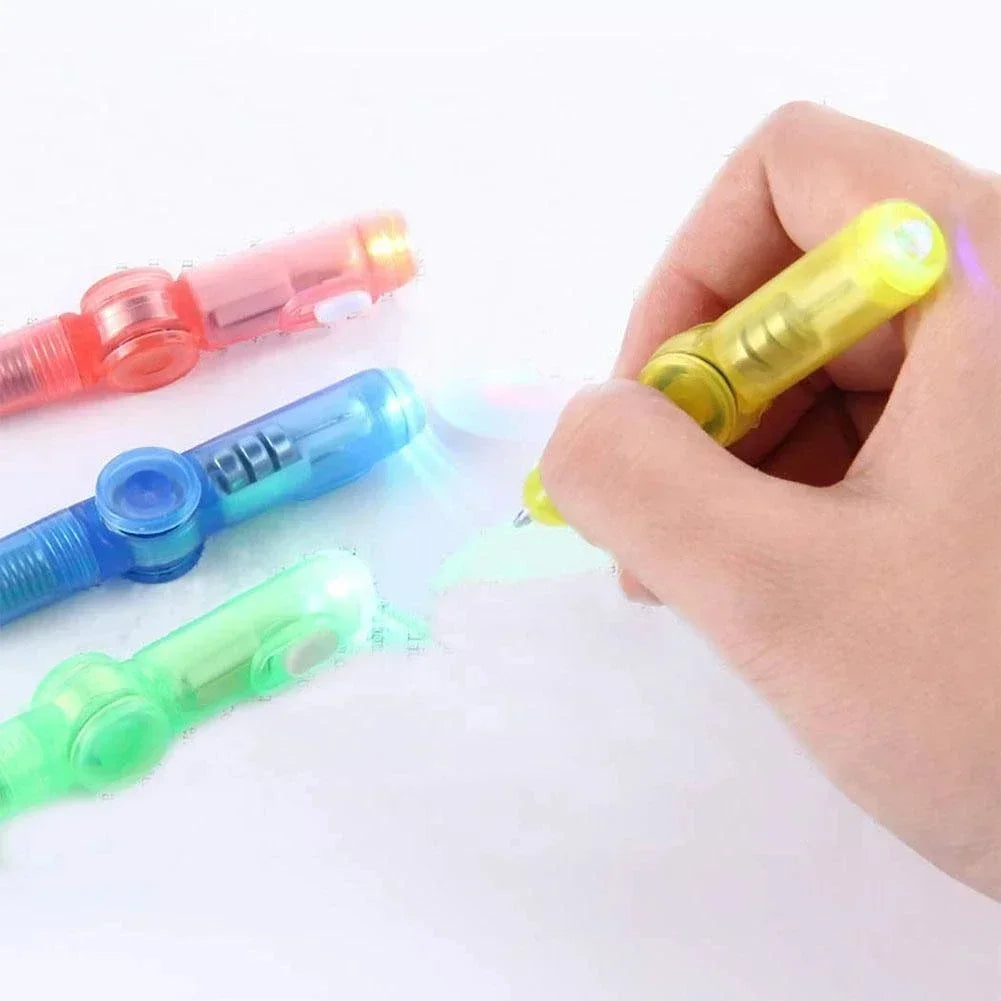 Novelty Rotating Spinner Toy Pen Led Luminous Gyro Pen Office Stress Relief Toys For Kids Students Creative Stationary Gel Pen