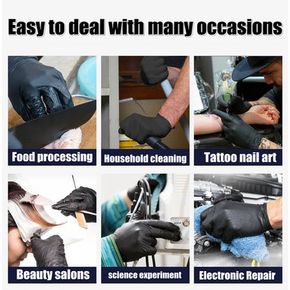 100Pc Disposable Gloves Black Nitrile Protect Gloves For Household Painting Mechanic Tattoos XS S M L XL Men Women Child Gloves