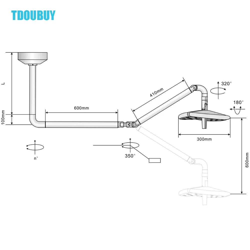 TDOUBUY KD-2018D-1 Shadowless Lamp 50W Versatile Ceiling LED Surgical Lighting ,For Dental Cosmetic, And Veterinary Procedures