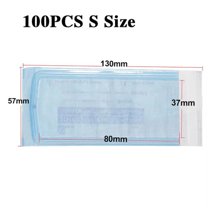 100PCS Self-Sealing Sterilization Pouches Bags 7 Size Disposable Nail Art Disinfection Bag Tattoo Nail Dental Tool Storage Bag