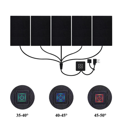 USB Clothes Heater Pad With 3 Gear Adjustable Temperature 5 in 1 Electric Heating Sheet Heating Warmer Pad For Vest Jacket