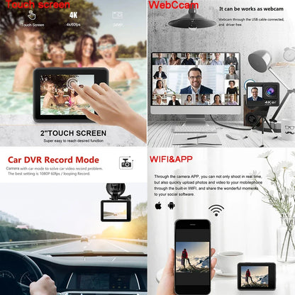 Huafant G9 Action Camera 4K 60FPS 24MP 2.0 Touch LCD EIS Dual Screen Wi-Fi 170D Waterproof Remote Control 4X Zoom Sports Cam