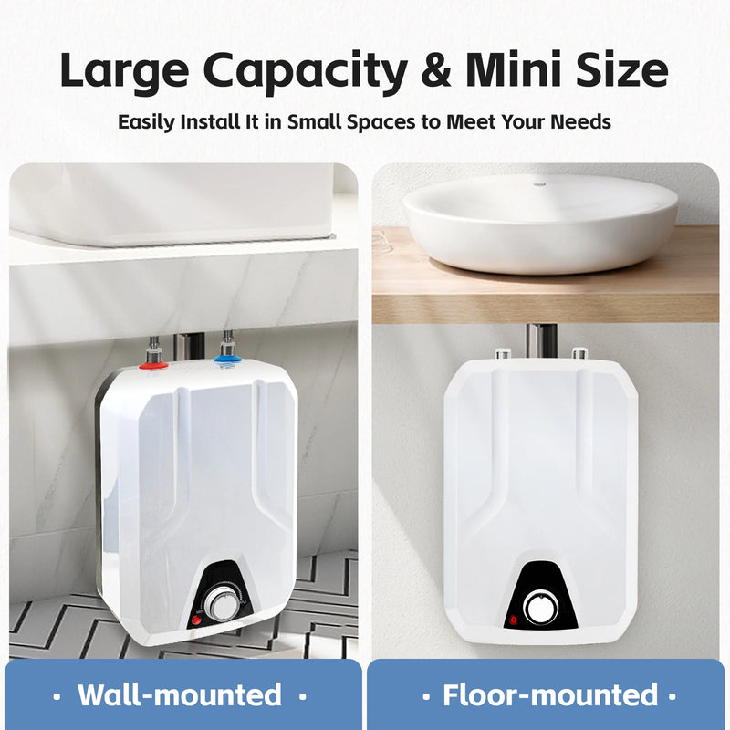 Sweetmile 110V 1500W Electric Water Heater with 8L/2.11gal Tank Storage Adjustable Temperature 86-149°F Water Heater For Kitchen