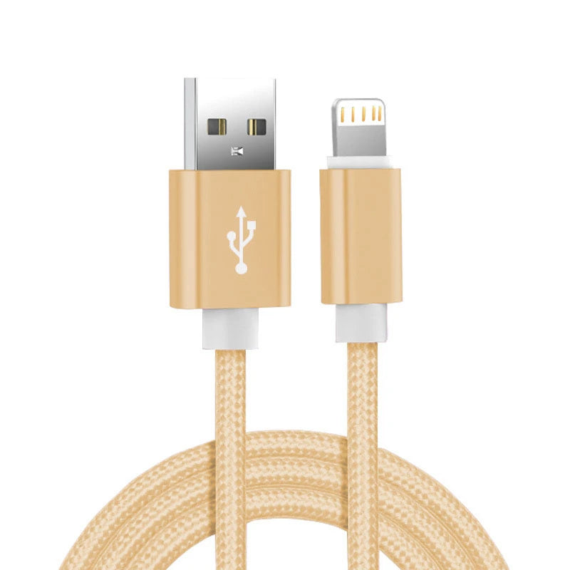 Metal Nylon Braided USB Charger Cable for iPhone 14 8 7 6S Plus X XR XS 11 12 13 Pro Max iPad 9 Fast Charging Data Cord 1m 2m 3m
