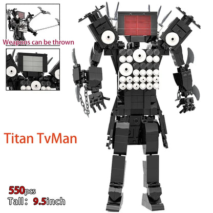 New Skibidi Toilet Weapon Titan TVMan Figure Building Block Toys For Boy Speakerman Bricks DIY Model Toy For Kid Adult Xmas Gift