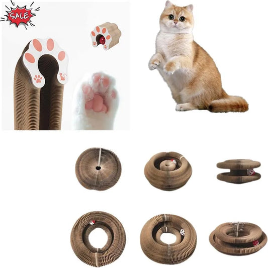 Magic Organ Foldable Cat Interactive funny Toys Pet Supplies with Bell Cat Grinding Claw Climbing Frame Round Corrugated Sleep