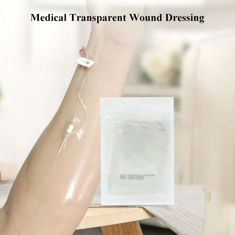 50Pcs 6x7cm Medical Transparent IV Cannula Film Dressing Waterproof Adhesive Indwelling Needle Catheter Fixation Sticker