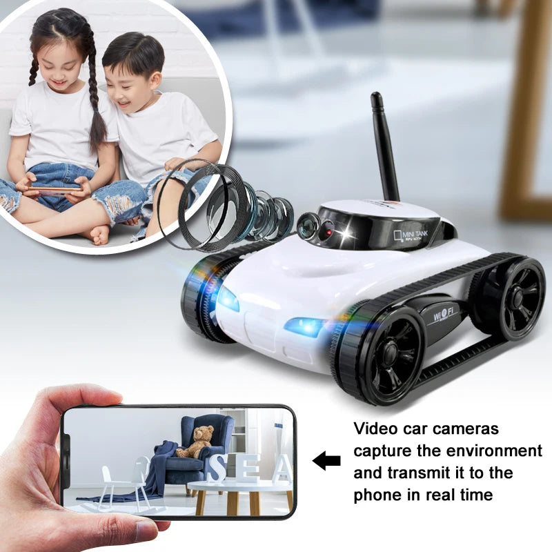 RC Tank Toys Intelligent WIFI FPV RC Car Real-time Mini HD Camera Video Remote Control Robot Tank Wireless Children's Toys Gift