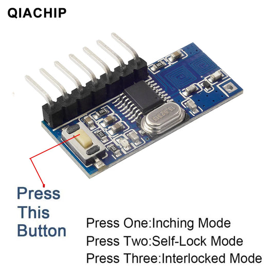 RF 433mhz Transmitter 4 Button Remote Control + Receiver Module Fixed EV1527 Decoding 4CH Output With Learning DIY Kit difoda