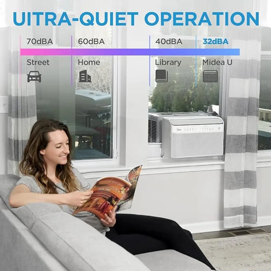 12,000BTU U-Shaped Smart Inverter Air Conditioner–Cools up to 550Sq. Ft. Ultra Quiet with Open Window Flexibility Remote Control