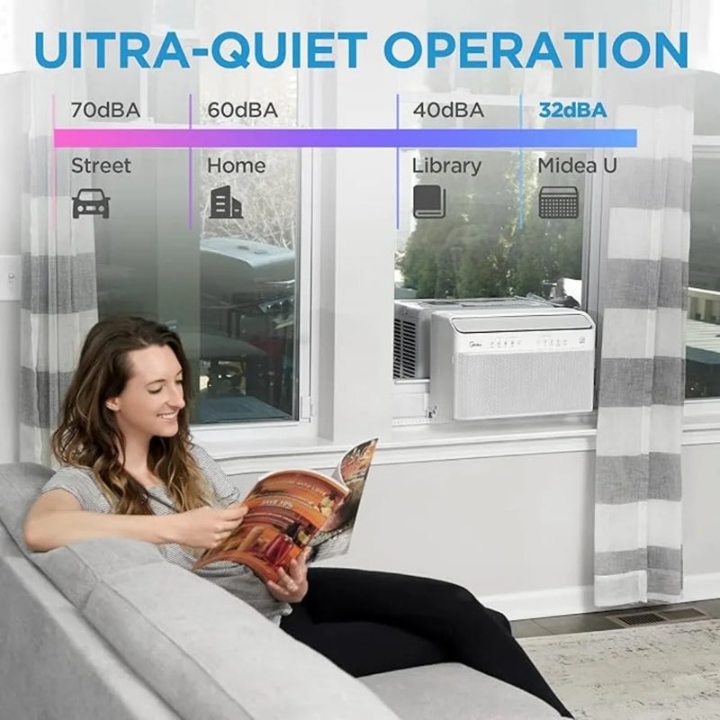 12,000BTU U-Shaped Smart Inverter Air Conditioner–Cools up to 550Sq. Ft. Ultra Quiet with Open Window Flexibility Remote Control
