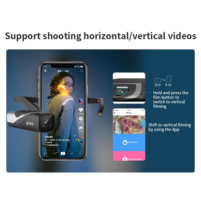 Ordro EP8 Head Wearable Action Camera Vlog 4K 60fps for YouTube Videos Motorcycle Helmet Digital Camcorder Camara Stabilization