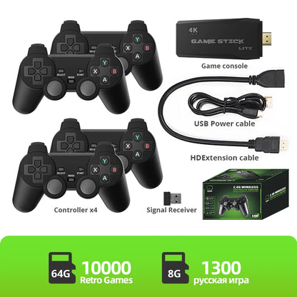 DATA FROG Video Game Console Built in 10000 Retro TV Games For PS1/GBA Portable 2.4G Wireless Game Stick 4K Support HD TV Output