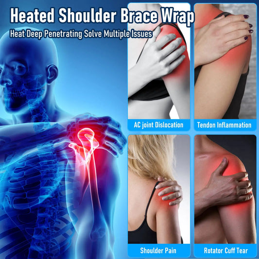 Electric Heating Pad for Shoulder Support for Dislocated Shoulder Rehabilitation Injury Pain Relief Adjustable Shoulder Wrap