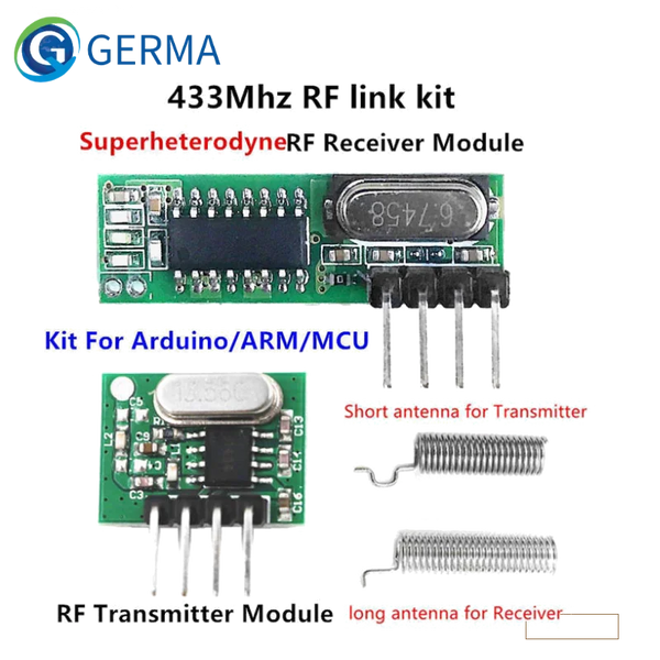 GERMA 433 Mhz Superheterodyne RF Receiver and Transmitter Module For Arduino Uno Wireless Module Diy Kit 433Mhz Remote Control