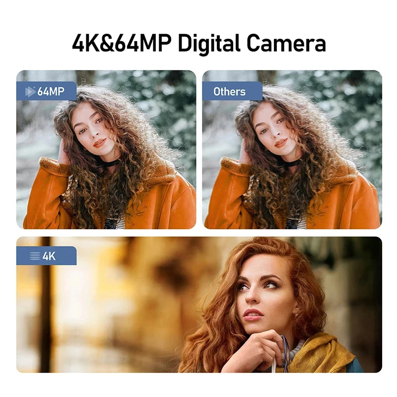 64MP Digital Camera 4K HD DSLR Camcorder Auto Focus 4.0 Inch Touch Screen Youtube Livestream Webcam For Entry-level Camera