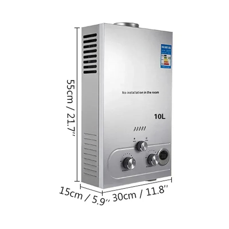 LPG 6L/8L/10L/12L/16L/18L Water Heater 36KW Instant Liquefied Petroleum Gas Water Heater Stainless Steel Boiler Kit Portable