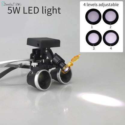 Dental Loupes Dental Magnifier Dental Lab Medical Loupes Magnification Binocular 2.5/3.5x Headlight Wireless  5W Headlamp