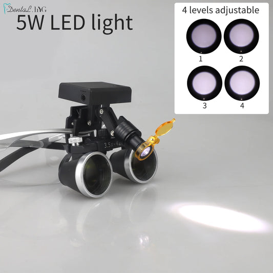 Dental Loupes Dental Magnifier Dental Lab Medical Loupes Magnification Binocular 2.5/3.5x Headlight Wireless  5W Headlamp