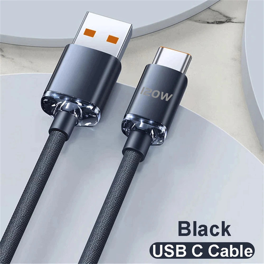 NNBILI 120W 6A Fast Charge USB Type C Quick Charge Cable For Samsung S23  Xiaomi 14 Huawei Phone Fast Charging Cable Data Cables