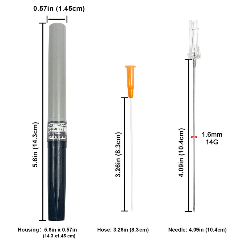14G Medical Chest Decompression Needle Emergency Equipment First Aid Kit Tension Pneumothorax Thoracic Needle