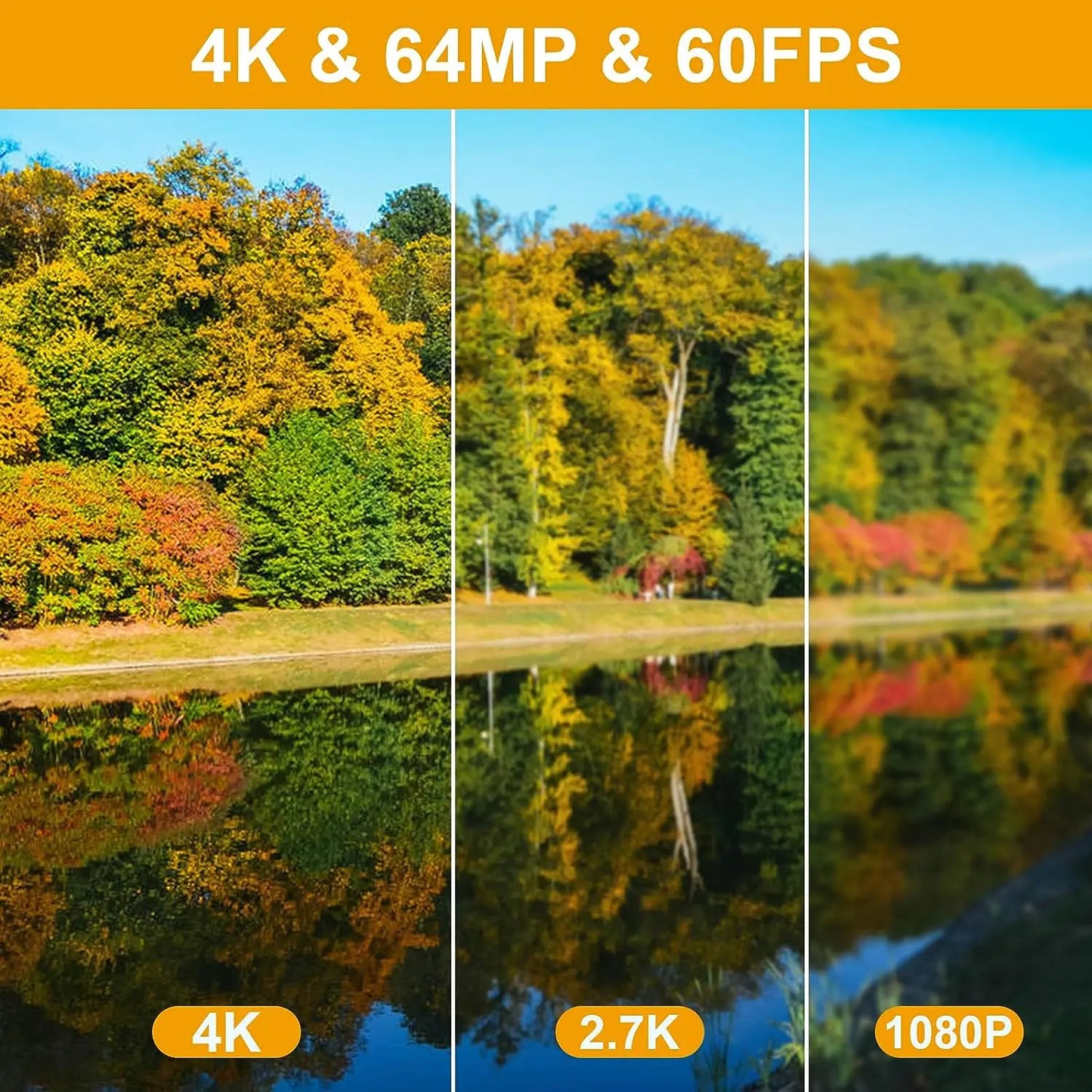 4K Video Camera 64MP Camcorder For Youtube Live Stream Rotate 4.0" Touch Screen Digital Vlog Recorder 18X WIFI Auto Focus Webcam