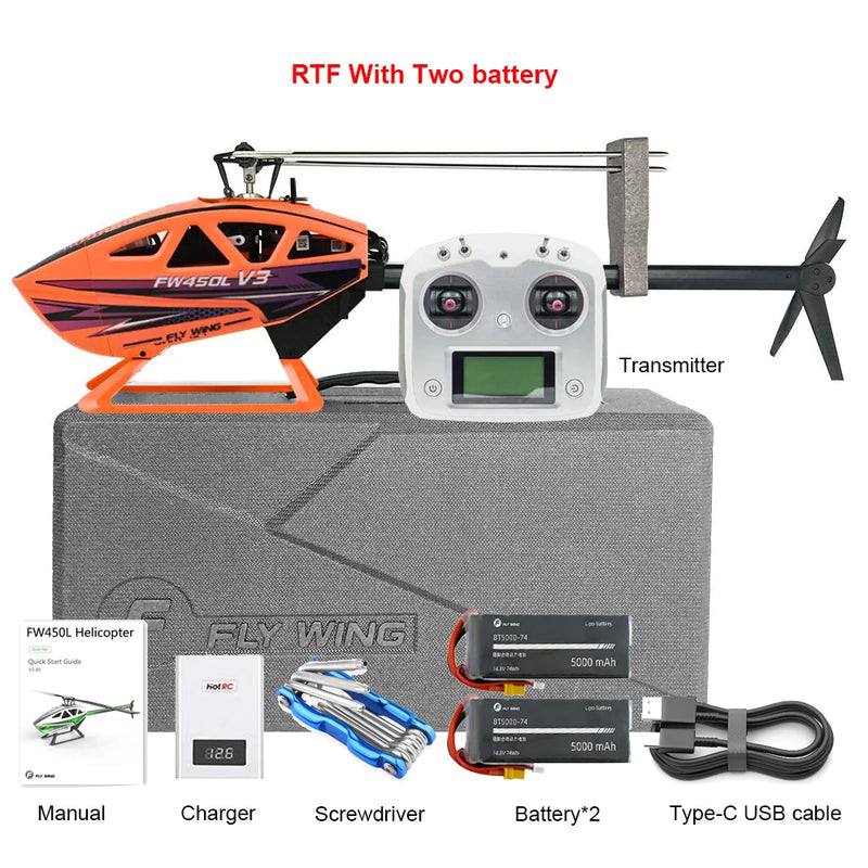 FLYWING FW450 RC 6CH 3D FW450L V3 Smart GPS FBL Gyro Helicopter  RTF H1 Flight Controller Brushless Motor Drone Quadcopter