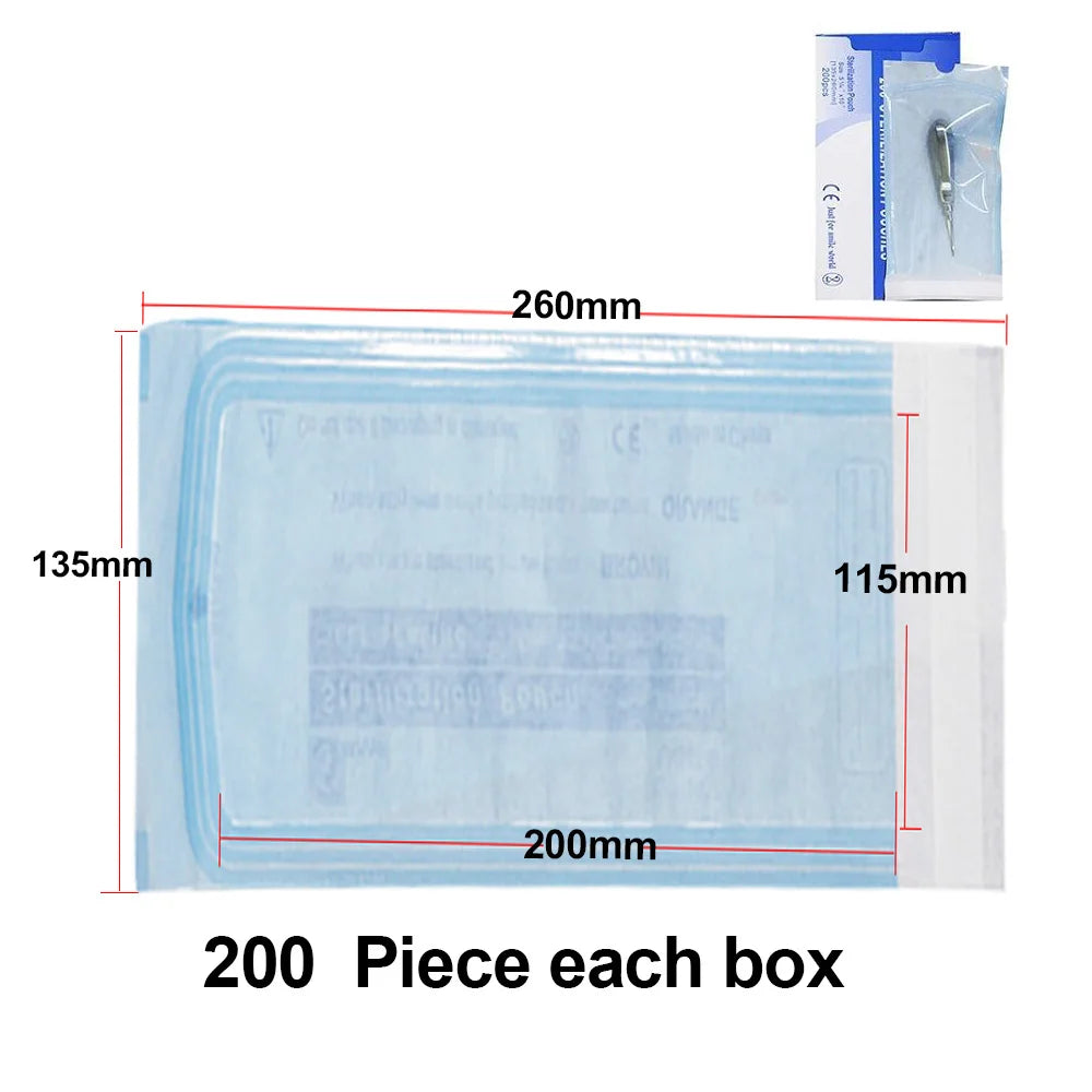 200 PCS Self Sealing Sterilization Pouch Bags for Nail Tools Grade Paper Disposable Dental Tattoo Accessories Tool Storage Bag