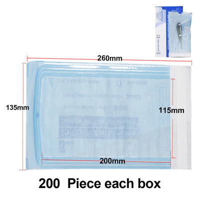 200 PCS Self Sealing Sterilization Pouch Bags for Nail Tools Grade Paper Disposable Dental Tattoo Accessories Tool Storage Bag