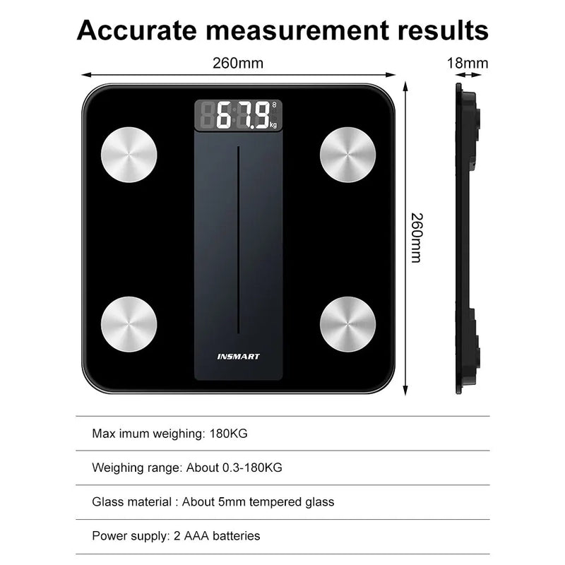 INSMART Body Weight Scale Bathroom Scale Digital Body Weight Balance Smart Scale Body Composition Smart Floor Scales BMI