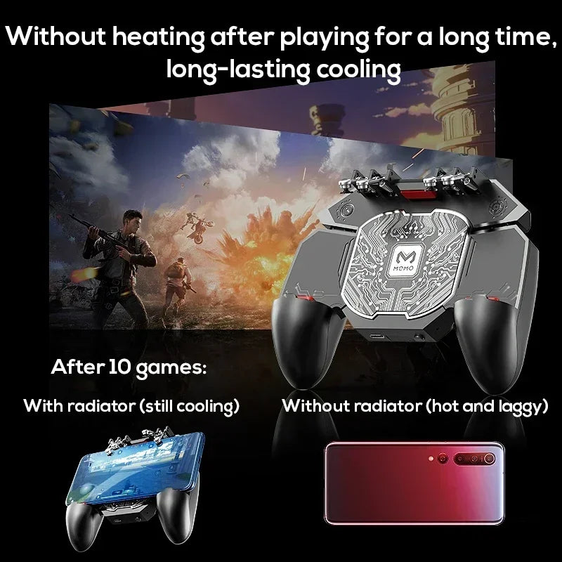 MEMO DL100 Mobile Phone 6 Fingers Gamepad Joysticks Gaming L1R1 Controller 2000mAH*2 Semiconductor Fan Radiator for IOS Android