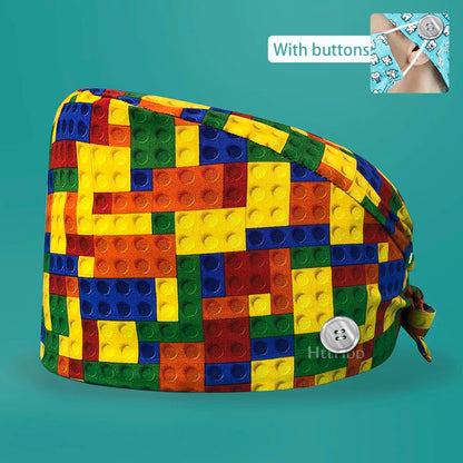 Personalized Printing Doctor Surgical Cap Long Hair Classic Nurse Toe Hat for Men Women Sweat-absorbent Towel Cotton Scrub Cap