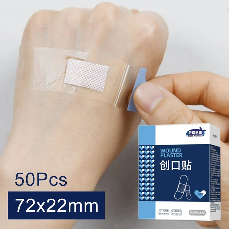 50/120Pcs Waterproof Band-Aid Wound Dressing Medical Transparent Hemostatic Tape for Swimming Bath Wound Care Protect First Aid