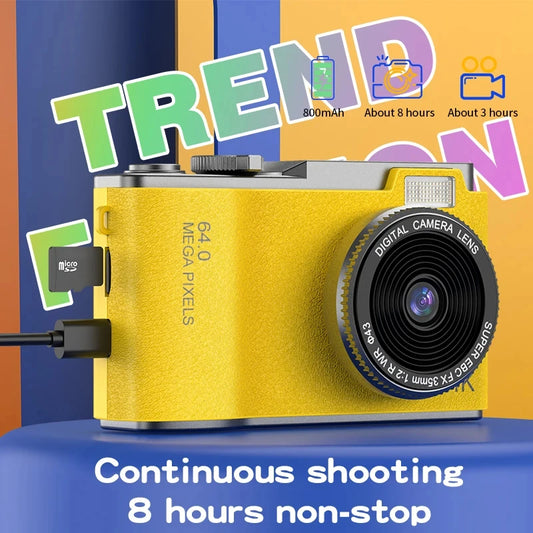 HD Digital Camera Children Camcorder 2.4" 64MP Autofocus Vlogging Camera Compact Cameras for Kid Adult Beginners Rechargeable