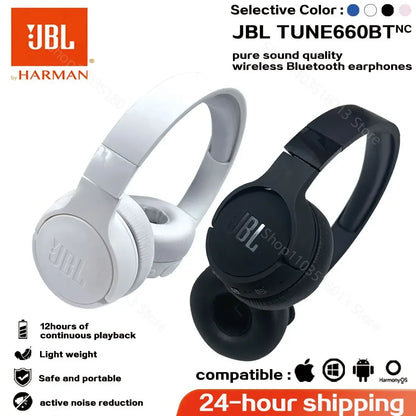 Original JBL Tune 660NC Wireless On-Ear Headphones Bluetooth Noise Cancelling Earphone Gaming Sport Headset Handsfree T660NC