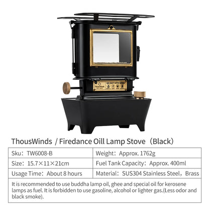 Thous Winds Firedance Oil Lamp Stove Portable Outdoor Retro Camping Lantern Emotion Lights Burner Stove Camping Supplies