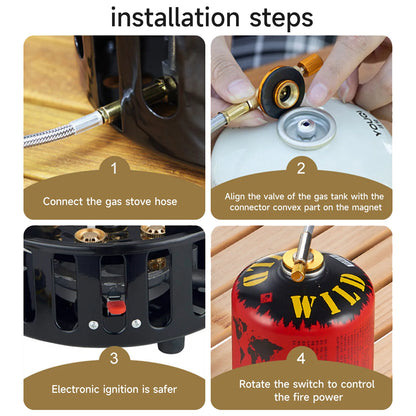 Portable Gas Burner and Electronic Ignition Gas Stove for Camping Trips with A Card Stove