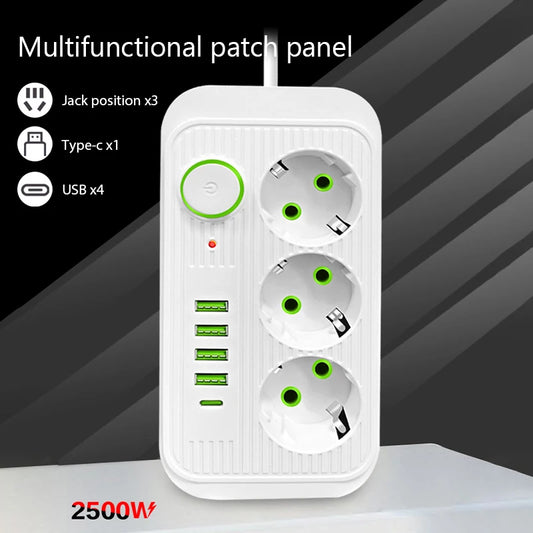 Xiaomi EU Plug Power Strip 2M Extension Cable Multiprise 3AC Outlets Electrical Socket 4 USB 1 Type C Network Filter Fast Charge