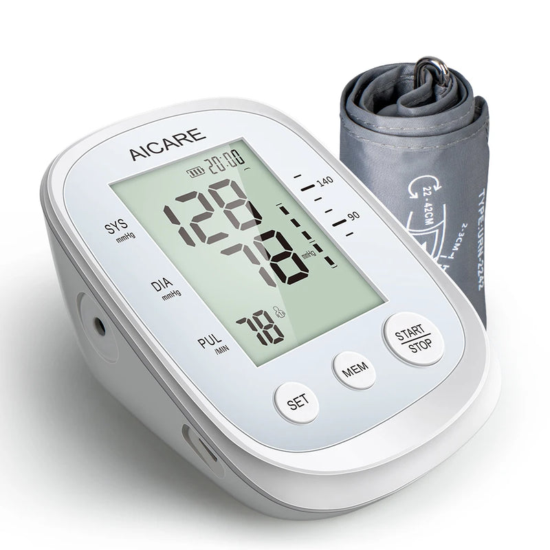 AICARE Blood Pressure Monitor Upper Arm Automatic Tonometer Digital Blood Pressure Meter BP Medical Sphygmomanometer Pulse