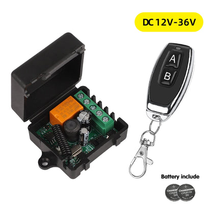 433Mhz RF Remote Control Wireless Switch DC 12V 24V 36V 10A 1CH RF Relay Receiver and 2CH Transmitter Kit For Intelligent Home