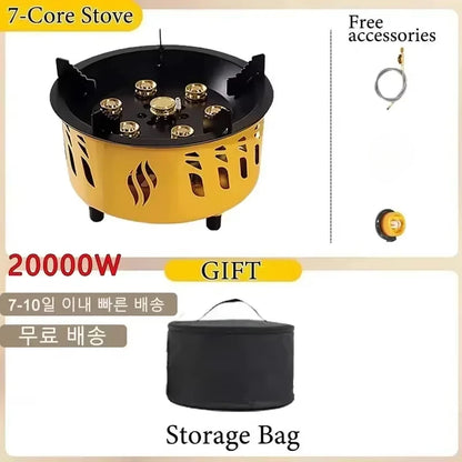 19800/20000W 7-Core Camping Stove High-Power Gase Burner Windproof Stove Electronic ignition Outdoor Stoves Hiking Camping 2023